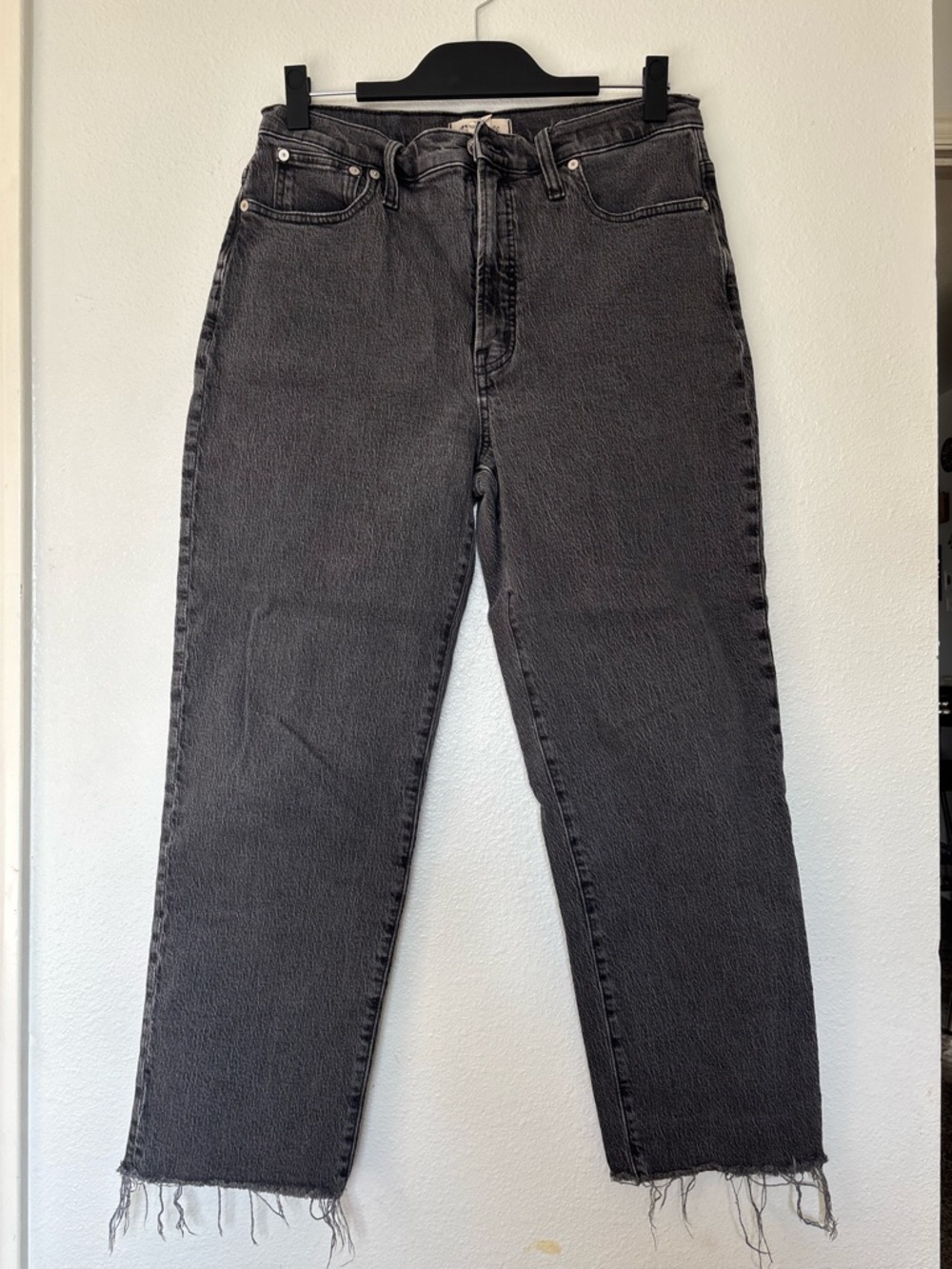 Madewell High-Waisted Black Washed Straight Jeans